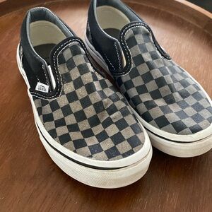 Vans Black and Grey Slip Ons Classics Checker Board size 1.5